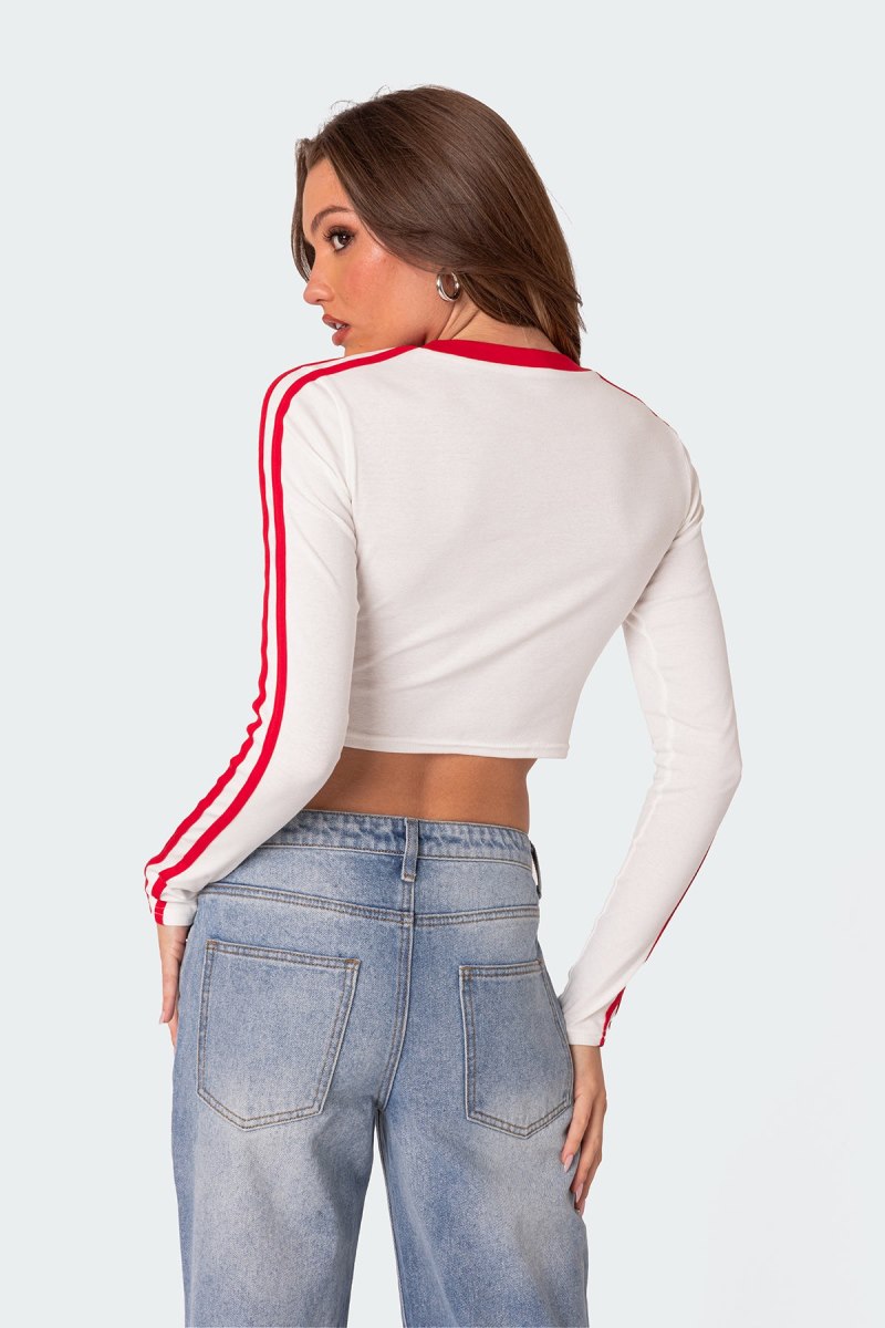Edikted Cherry On Long Sleeve Cropped T Shirts White | USA XX307620C9
