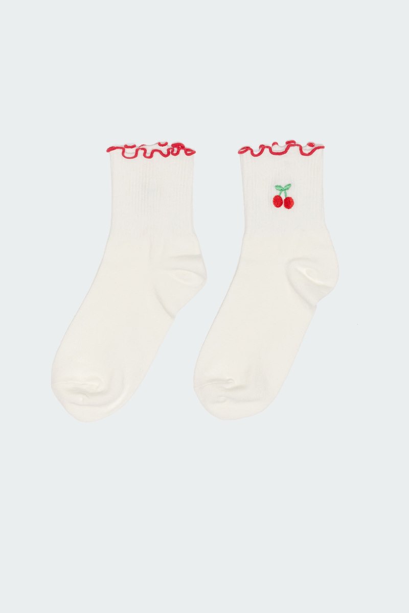 Edikted Cherry Socks White | USA EN567996N0
