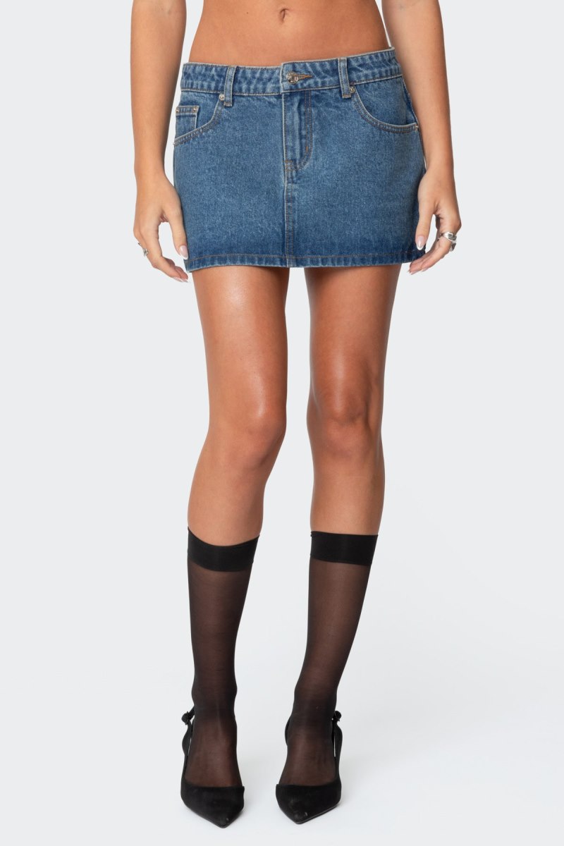 Edikted Chiara Denim Micro Skirts Black Washed | USA EA713901Q0