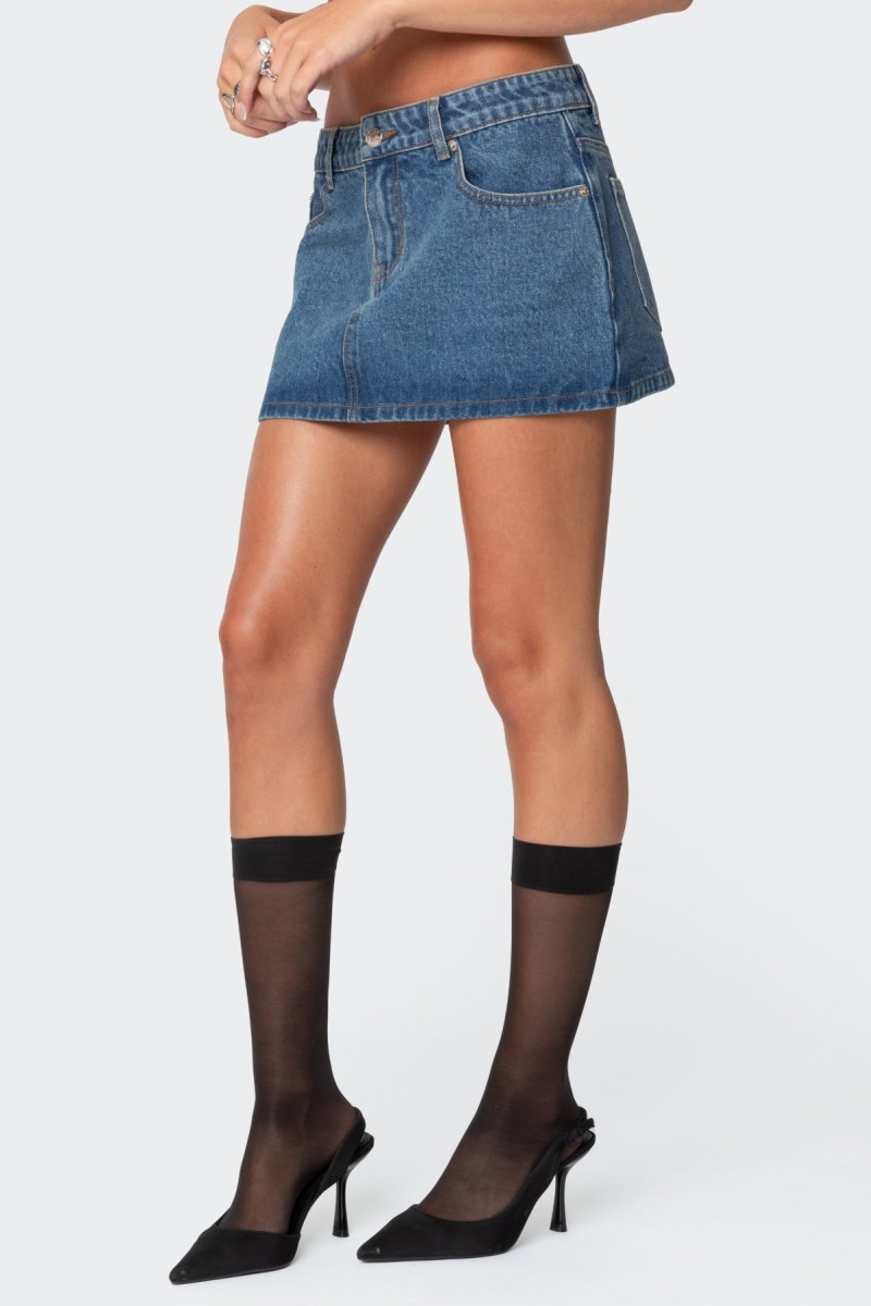 Edikted Chiara Denim Micro Skirts Black Washed | USA EA713901Q0