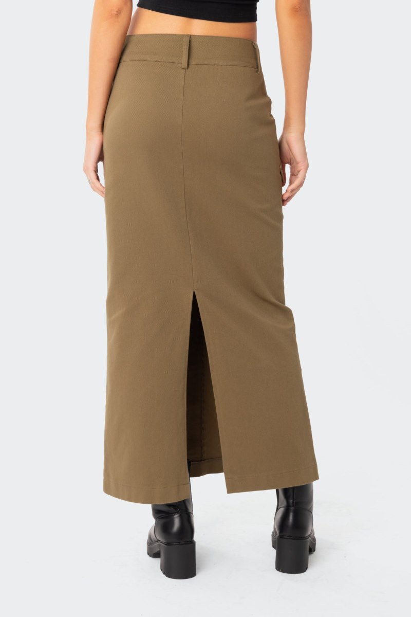 Edikted Cierra Low Rise Cargo Maxi Skirts Olive | USA WM149964R5