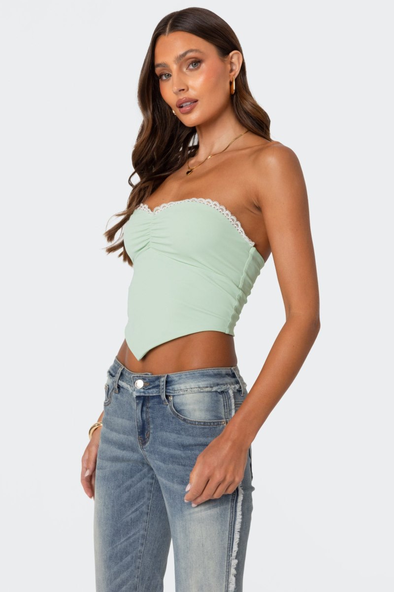 Edikted Cinched Strapless Triangle Strapless Tops Mint | USA DB463926Y3