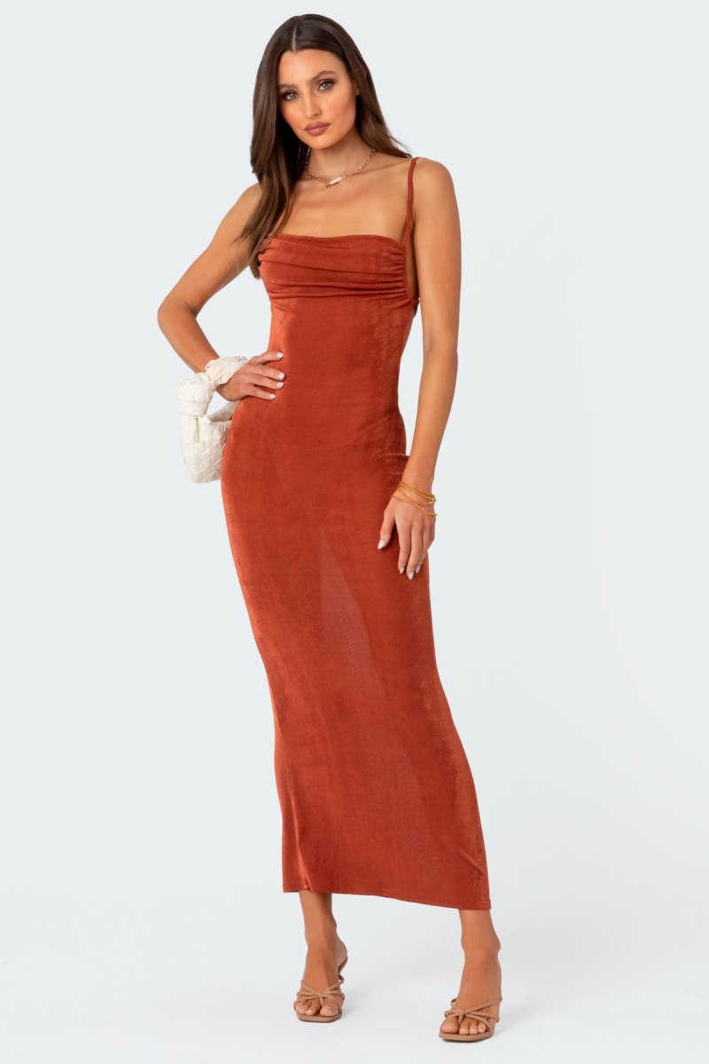 Edikted Clea Open Back Maxi Dress Maxi Dress Black | USA FD554245E9