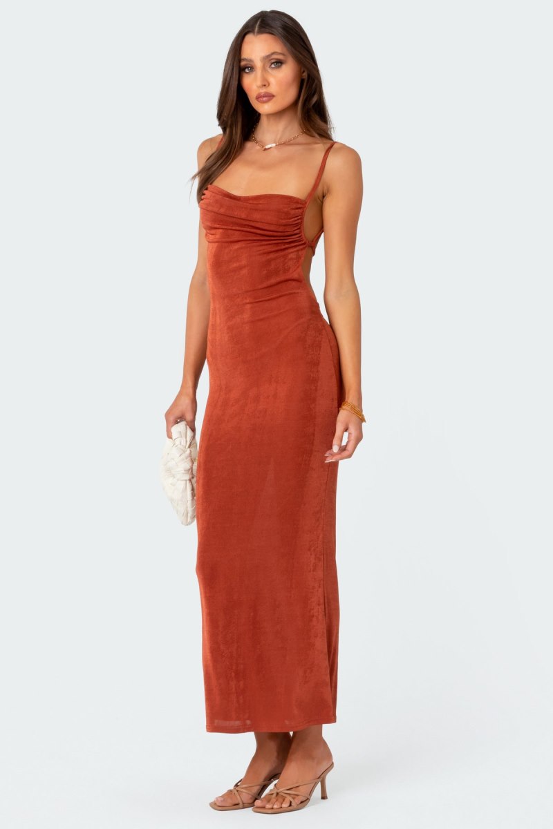 Edikted Clea Open Back Maxi Dress Maxi Dress Black | USA FD554245E9