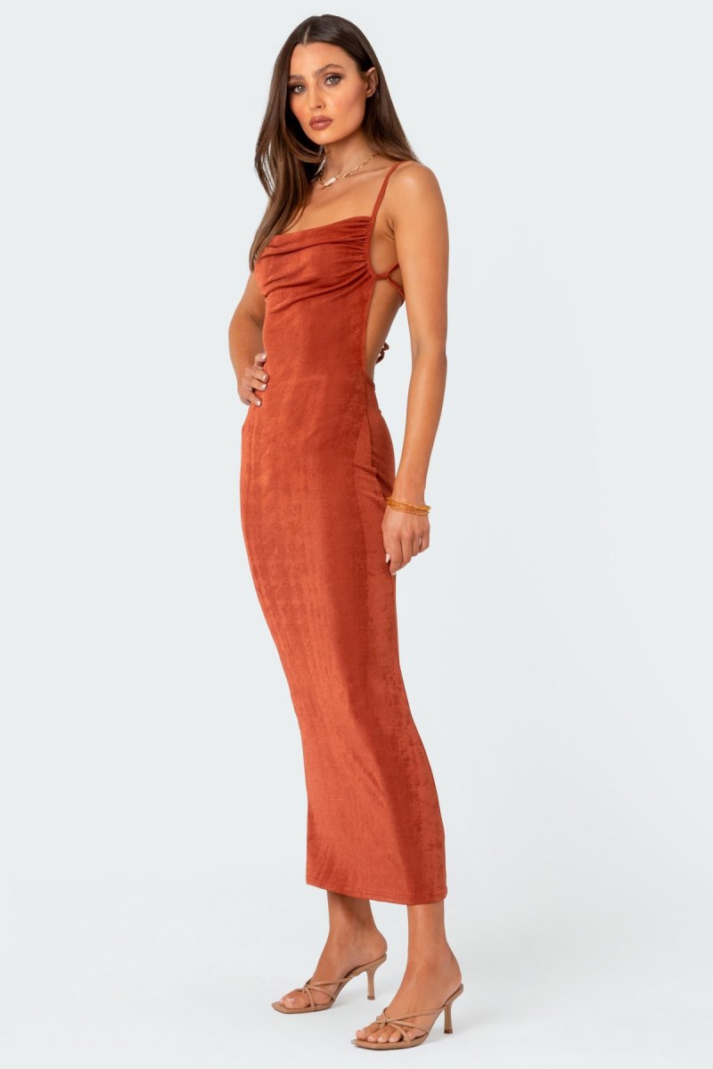Edikted Clea Open Back Maxi Dress Maxi Dress Black | USA FD554245E9