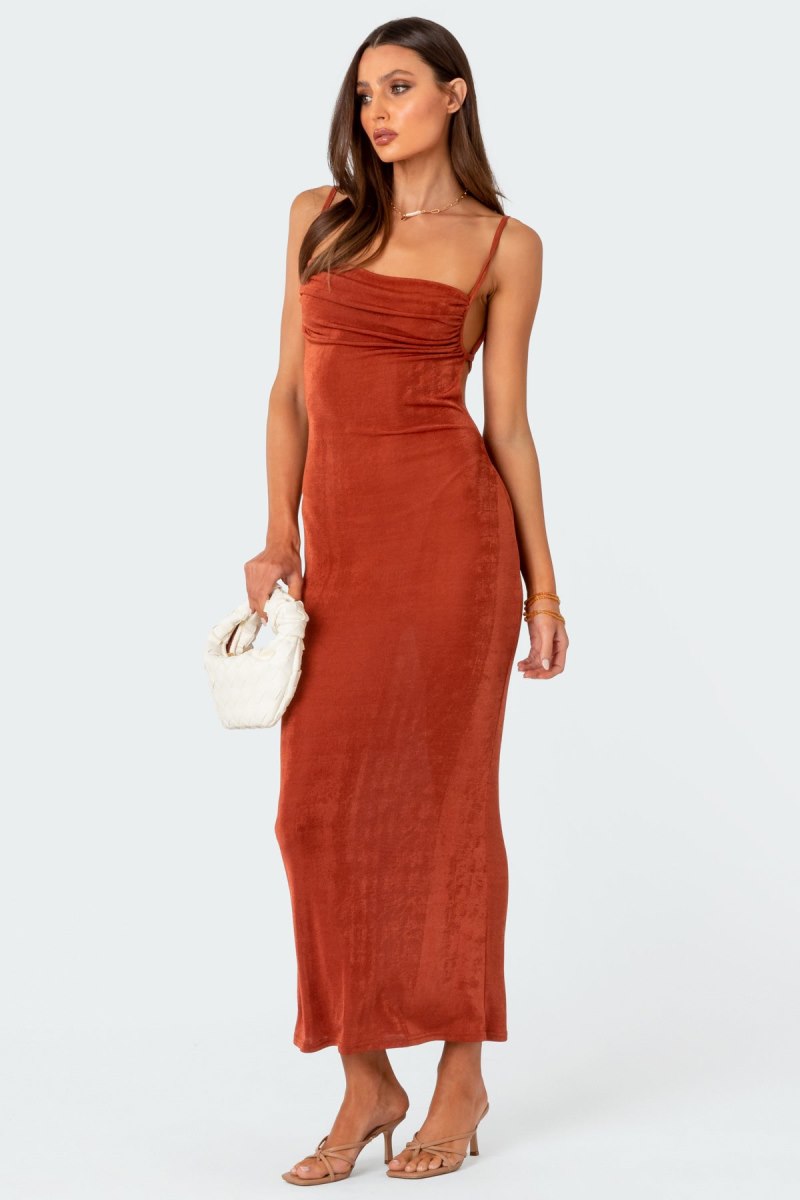 Edikted Clea Open Back Maxi Dress Maxi Dress Black | USA FD554245E9