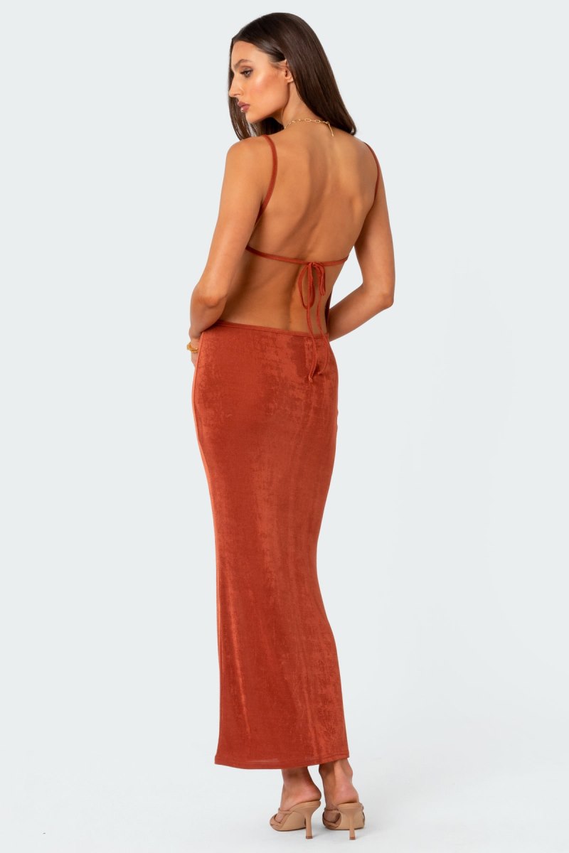 Edikted Clea Open Back Maxi Dress Maxi Dress Black | USA FD554245E9