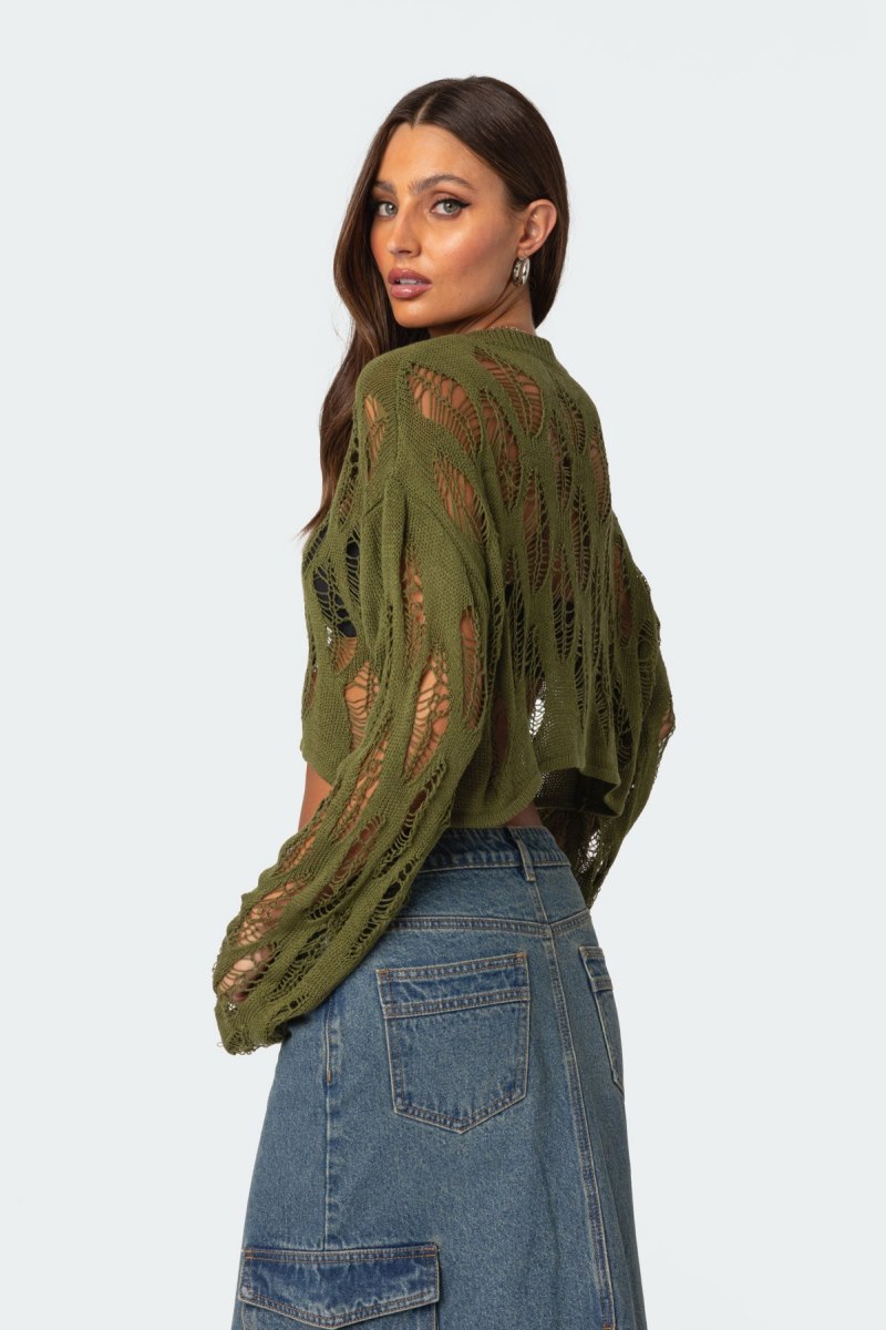Edikted Clover Distressed Sweater Black | USA AS419351E9