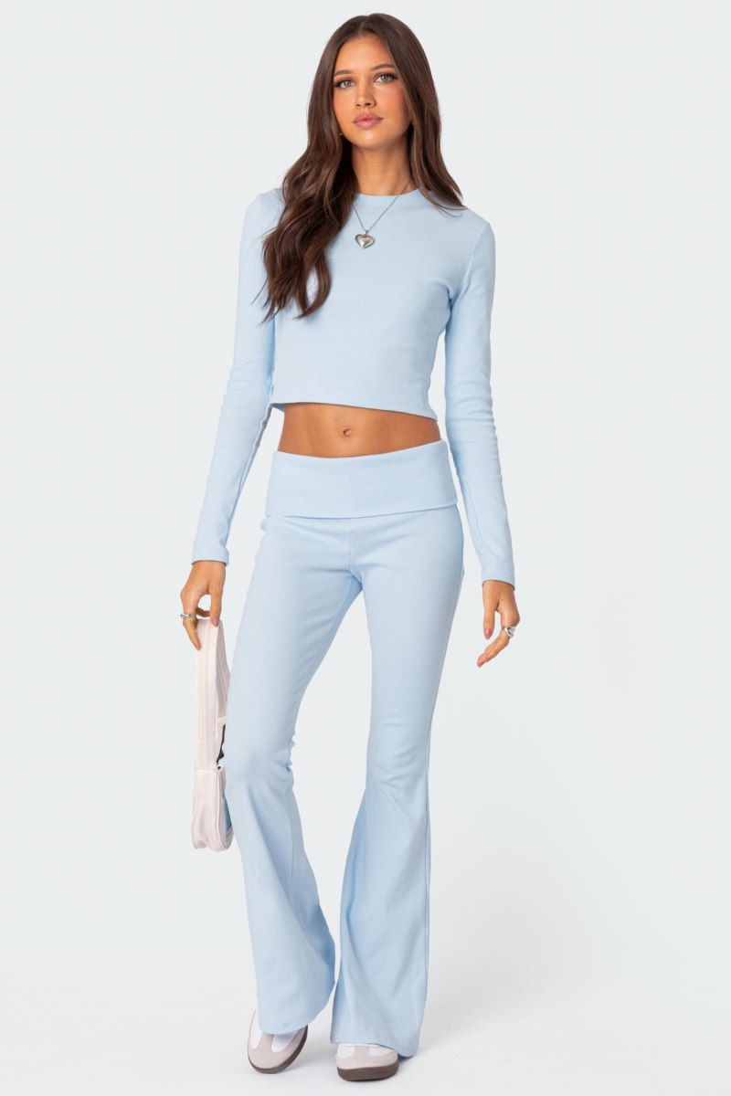 Edikted Coffee Break Ribbed Crop Tops Dark Gray | USA IO851845J3