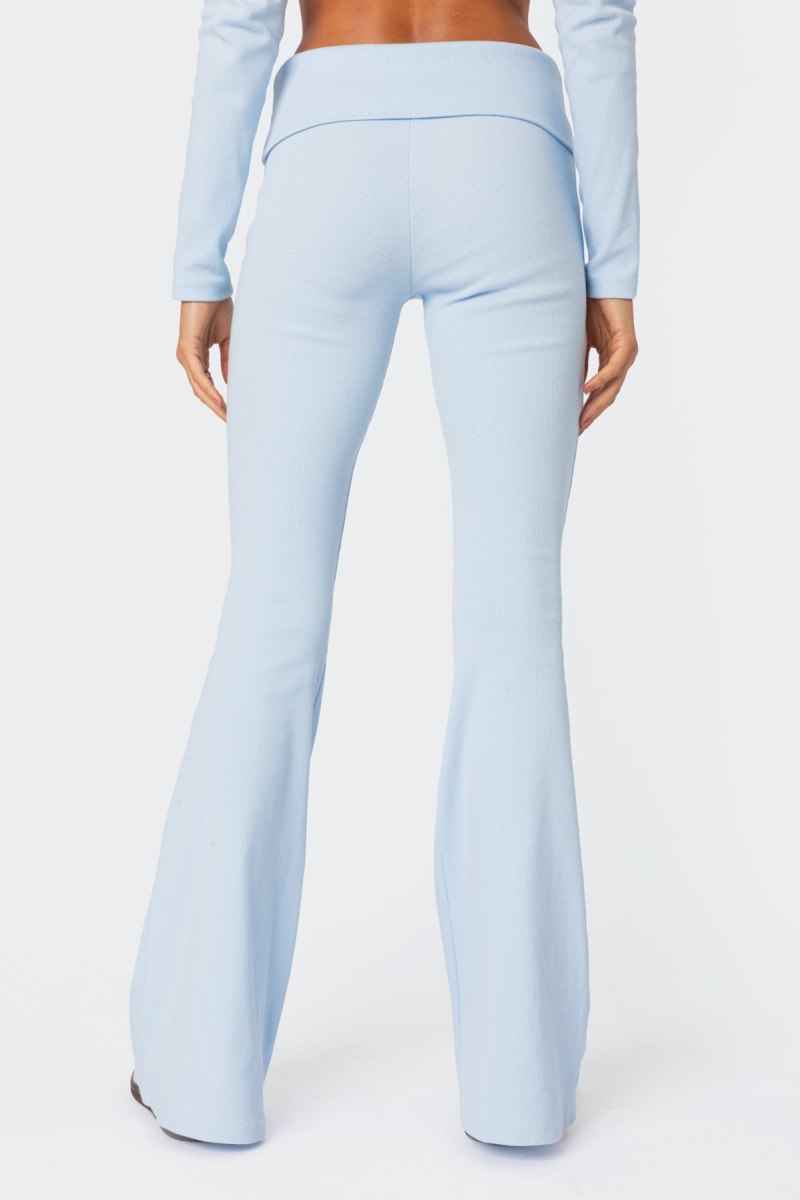 Edikted Coffee Break Ribbed Flare Leggings Pants Dark Gray | USA OV100550S0