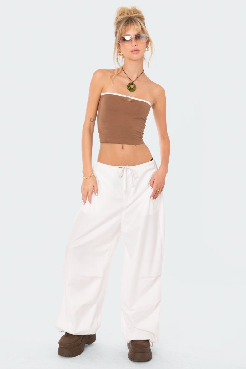 Edikted Colby Belted Tube Strapless Tops Black | USA FA635453D2