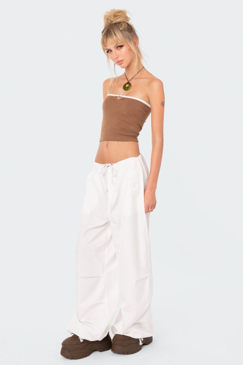 Edikted Colby Belted Tube Strapless Tops Black | USA FA635453D2