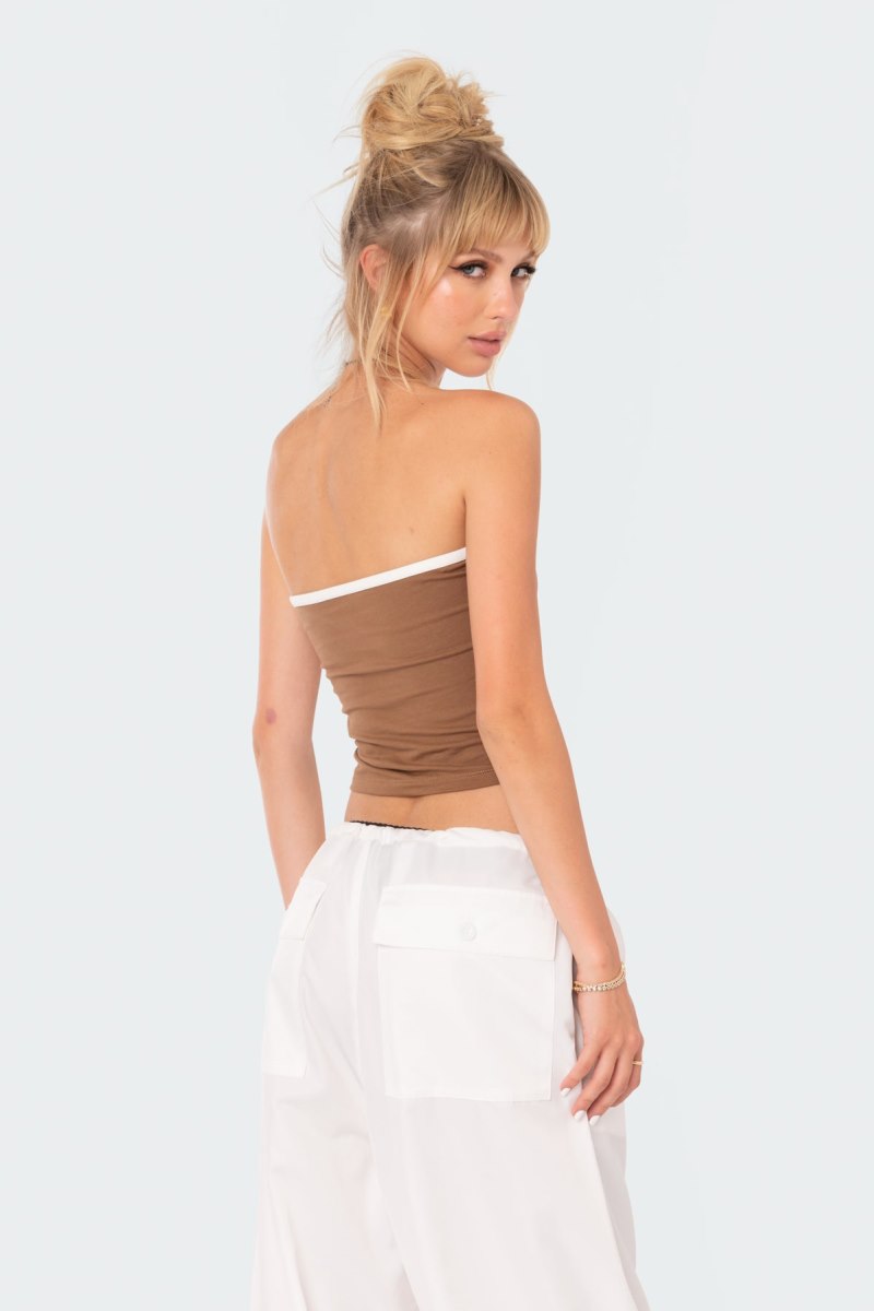 Edikted Colby Belted Tube Strapless Tops Black | USA FA635453D2