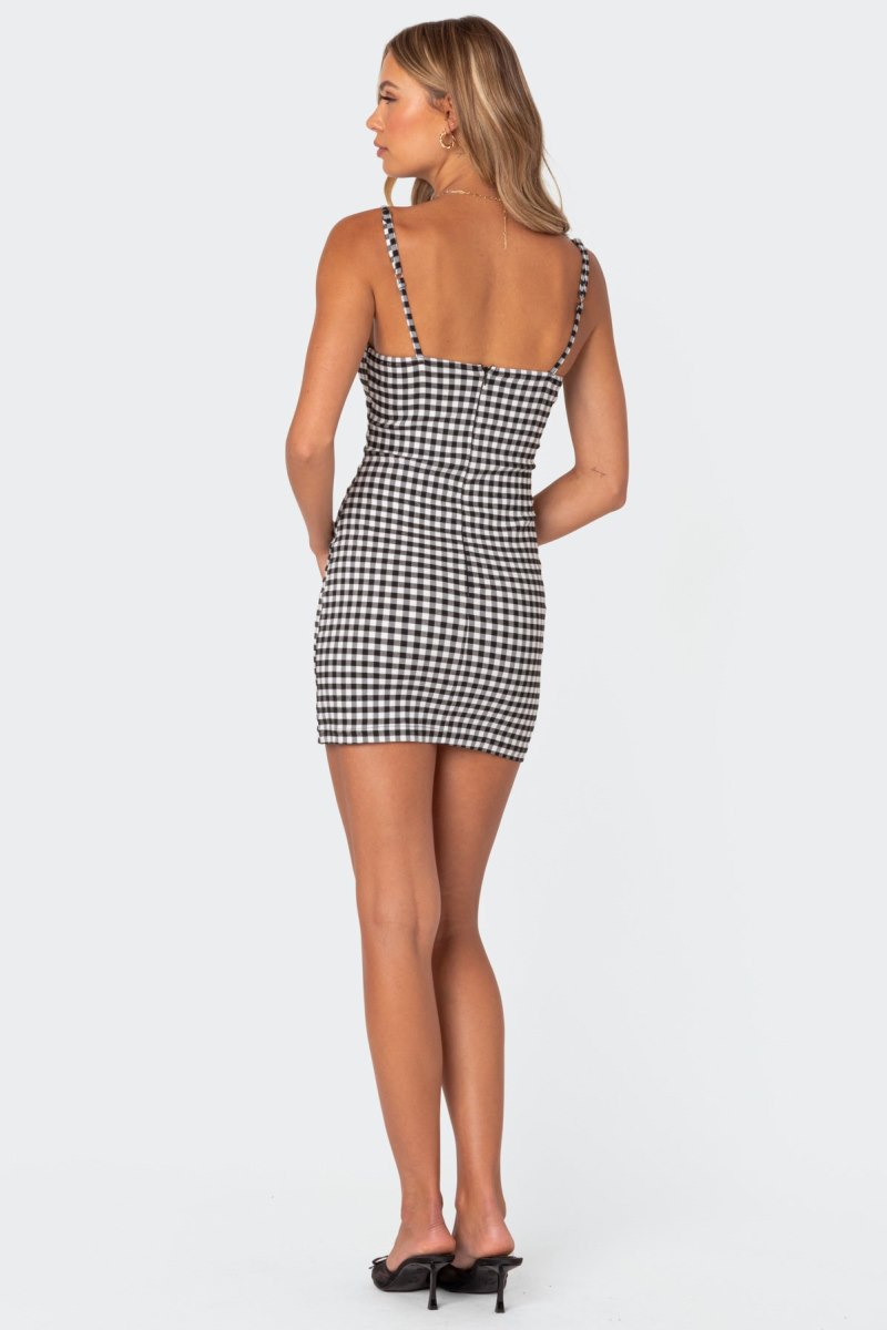 Edikted Connie Gingham Mini Dress LBD Black And White | USA BW495679H3