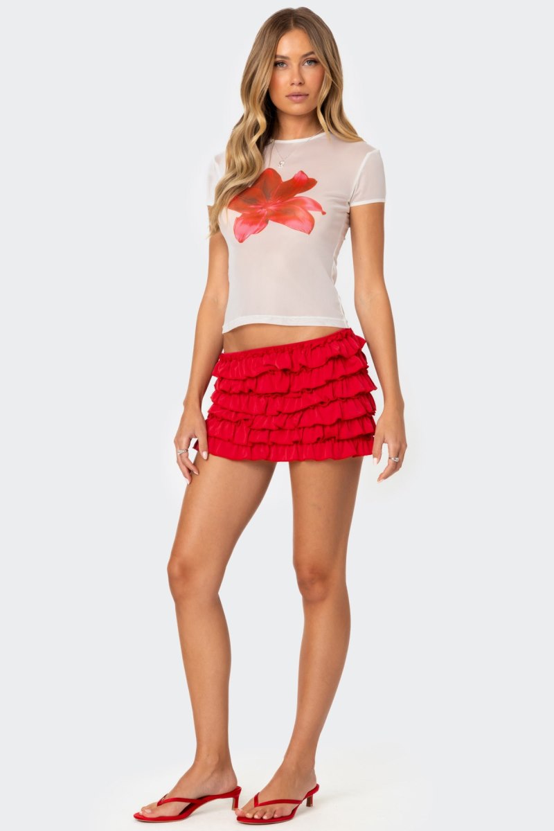 Edikted Constance Ruffled Mini Skirts Red | USA PS198419T7