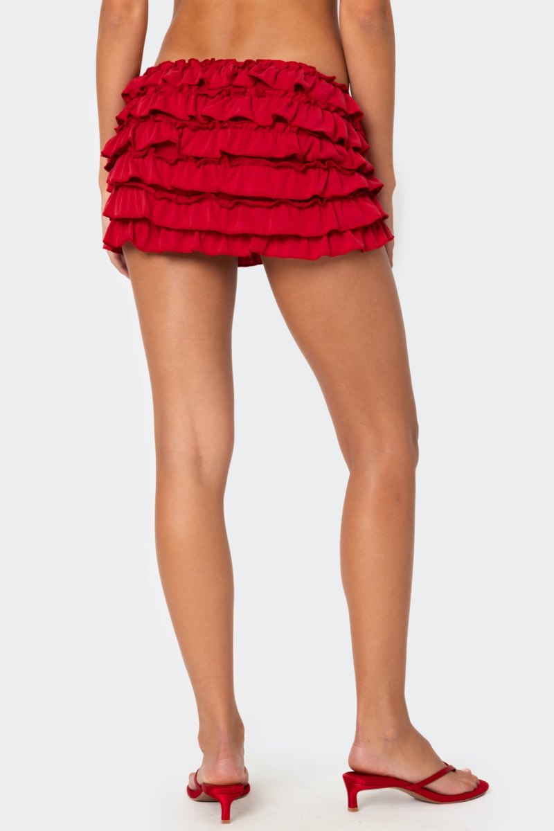 Edikted Constance Ruffled Mini Skirts Red | USA PS198419T7