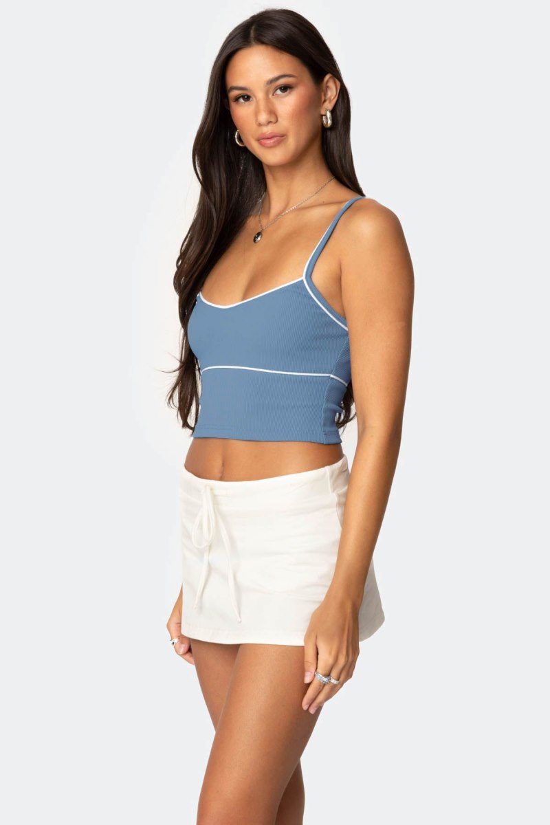 Edikted Contrast Cropped Tank Crop Tops Blue | USA QF448664G0