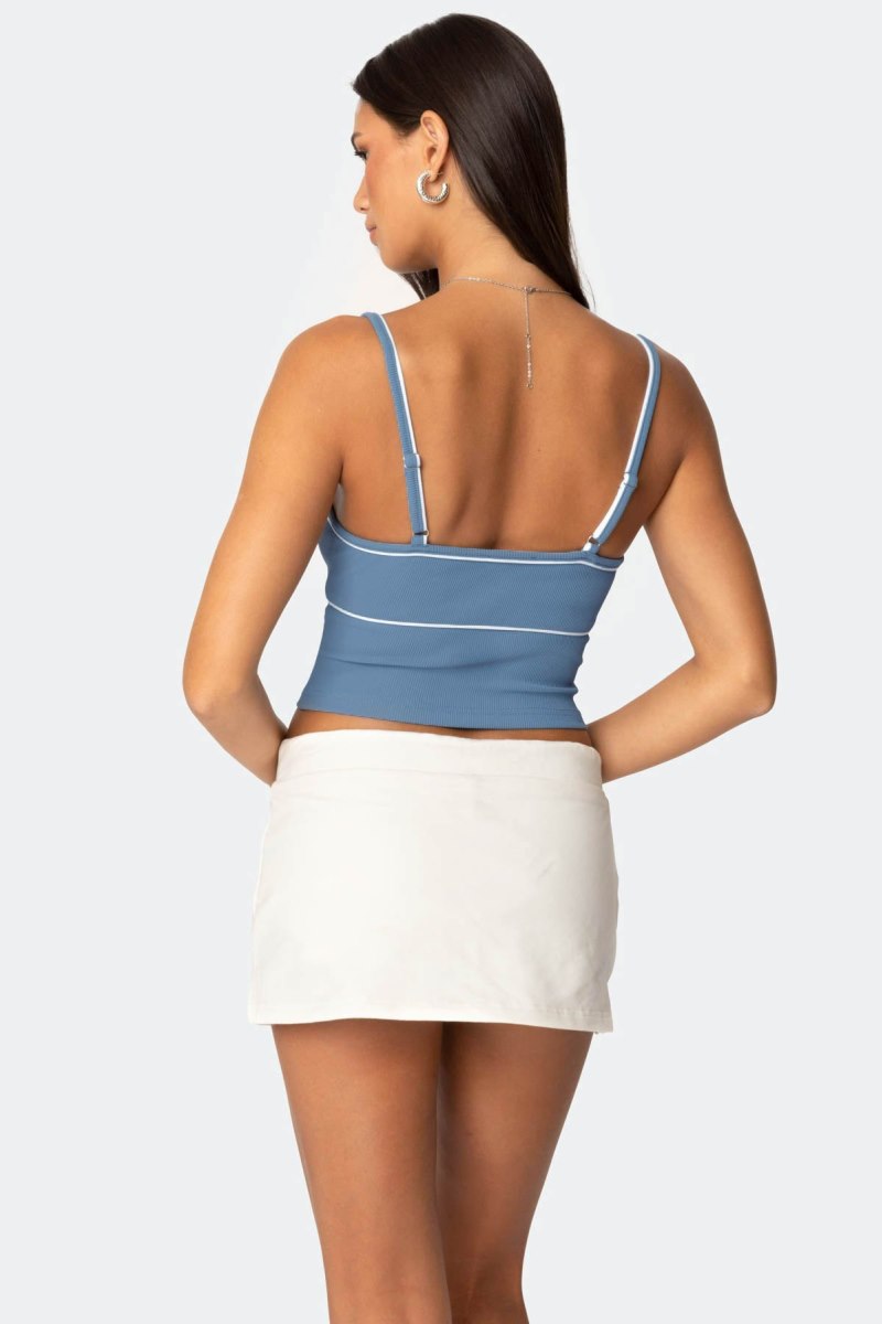 Edikted Contrast Cropped Tank Crop Tops Blue | USA QF448664G0