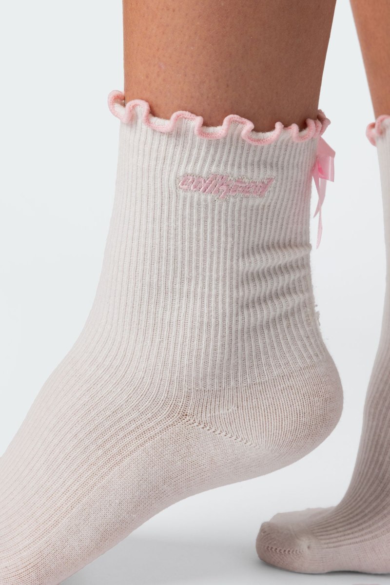 Edikted Contrast Frill Socks White | USA RL396039P9