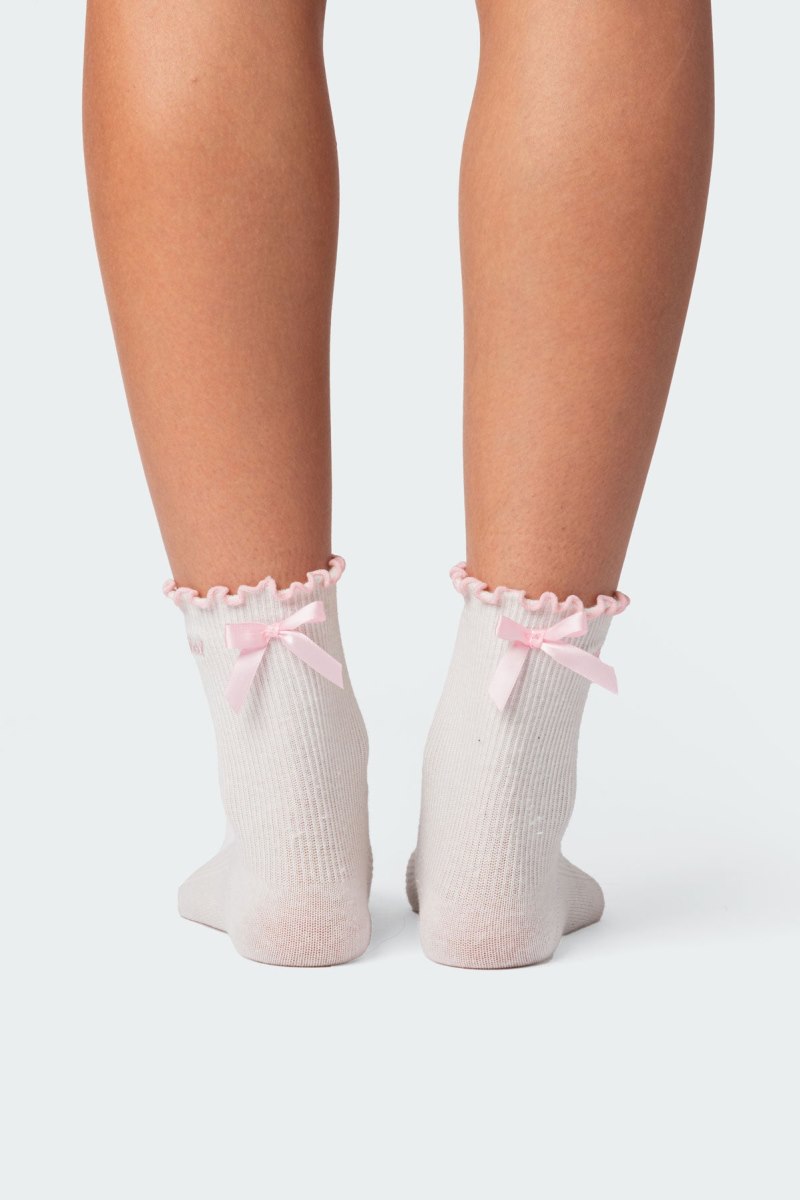 Edikted Contrast Frill Socks White | USA RL396039P9