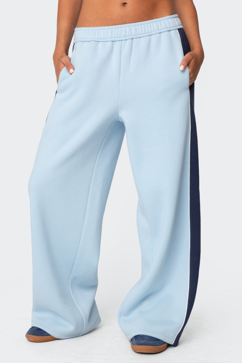 Edikted Contrast Panel Sweatpants Pants Light Blue | USA CZ753985A1
