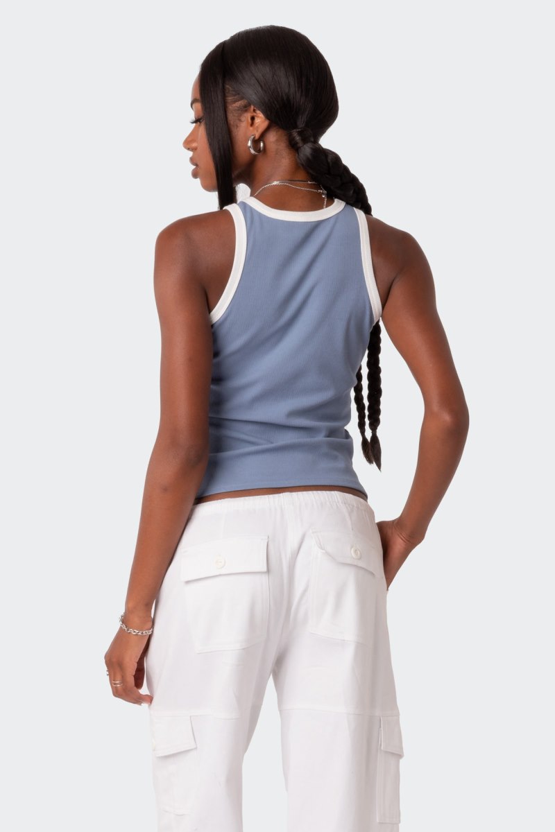 Edikted Contrast Ribbed Tank Top Black | USA BM252075N7