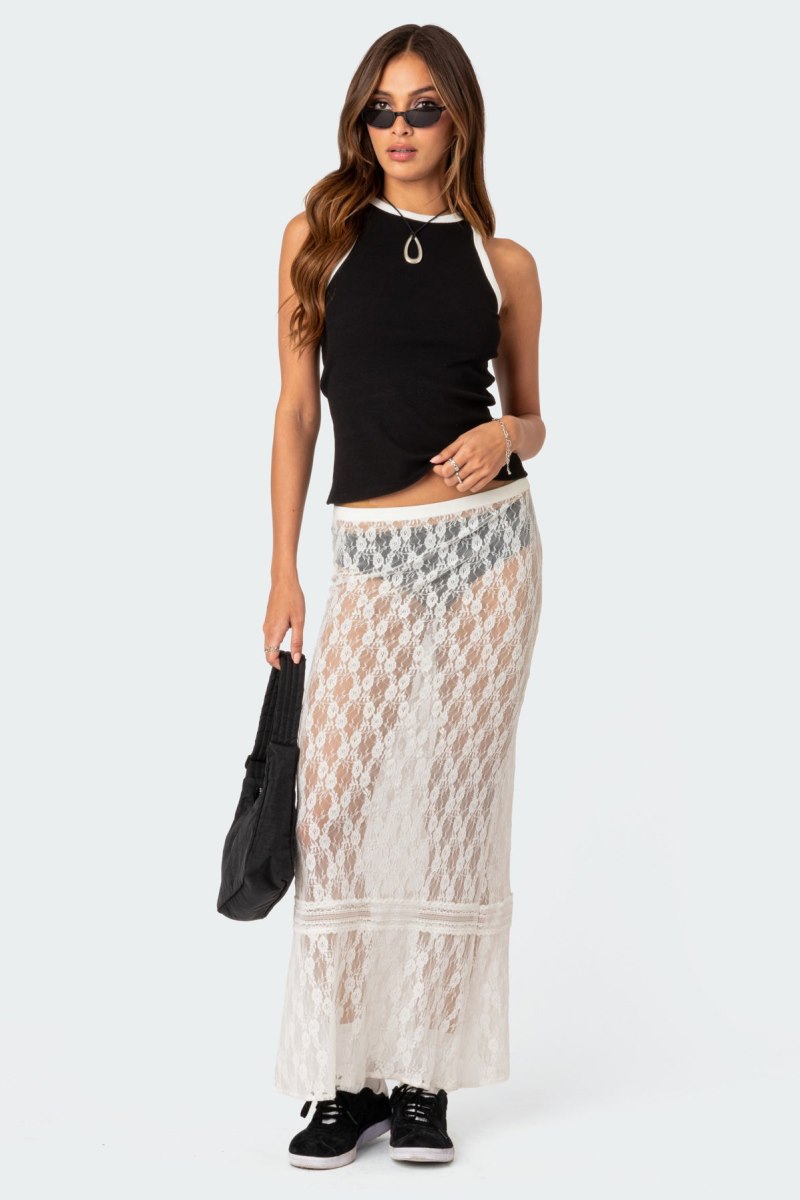 Edikted Contrast Ribbed Tank Top Black | USA DQ309030Z1