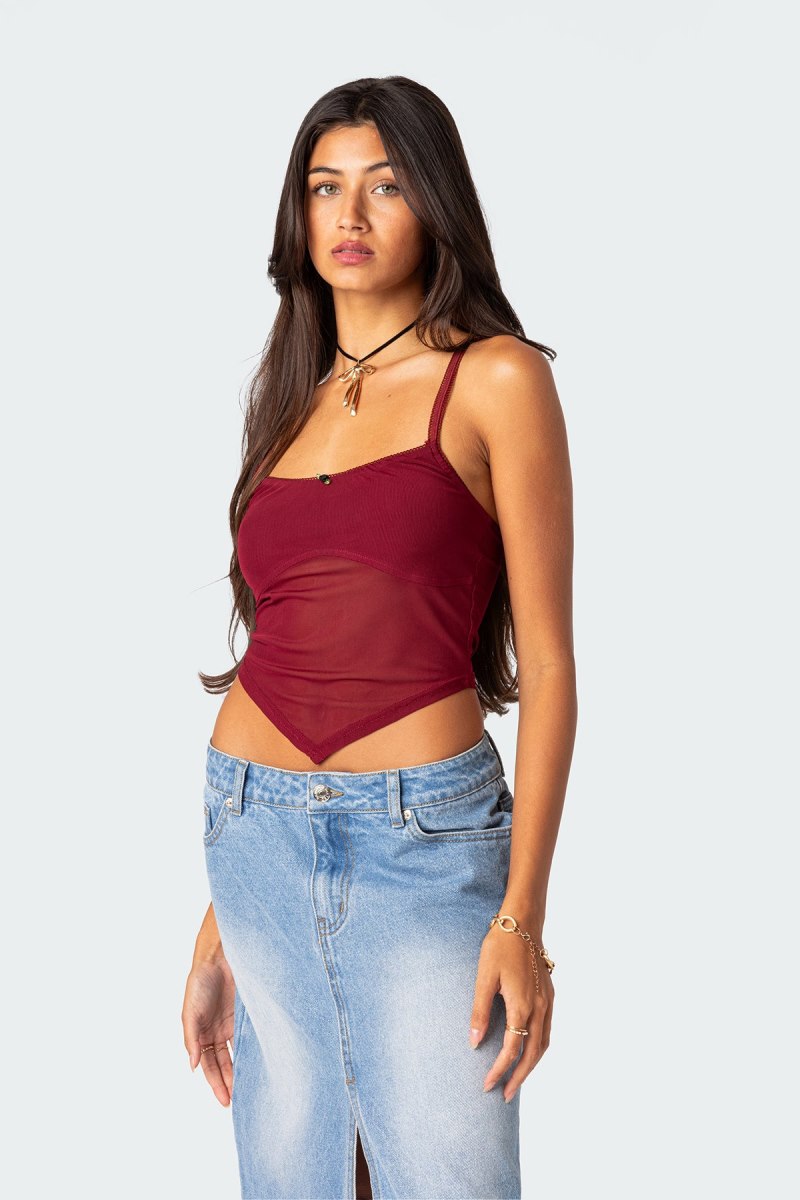 Edikted Cressida Sheer Mesh Tank Top Black | USA TT072017X4