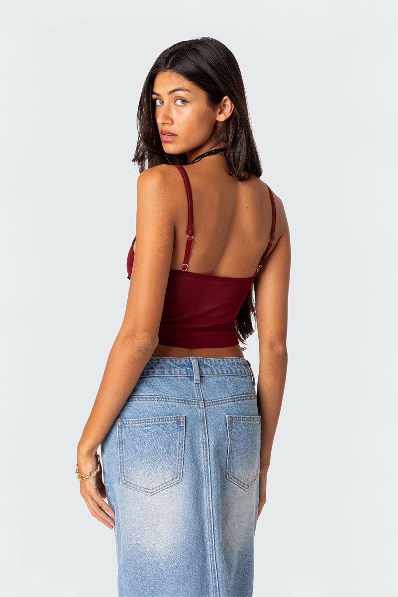 Edikted Cressida Sheer Mesh Tank Top Black | USA TT072017X4