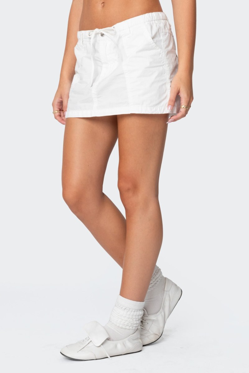 Edikted Crinkle Cargo Mini Skirts White | USA QN110691F4