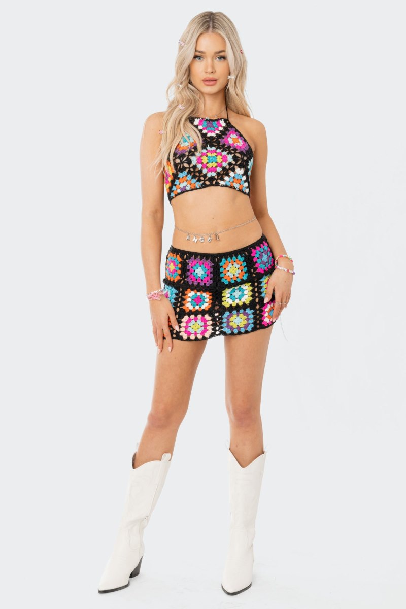 Edikted Crochet Crush Halter Crop Tops Mix | USA OE176527N6