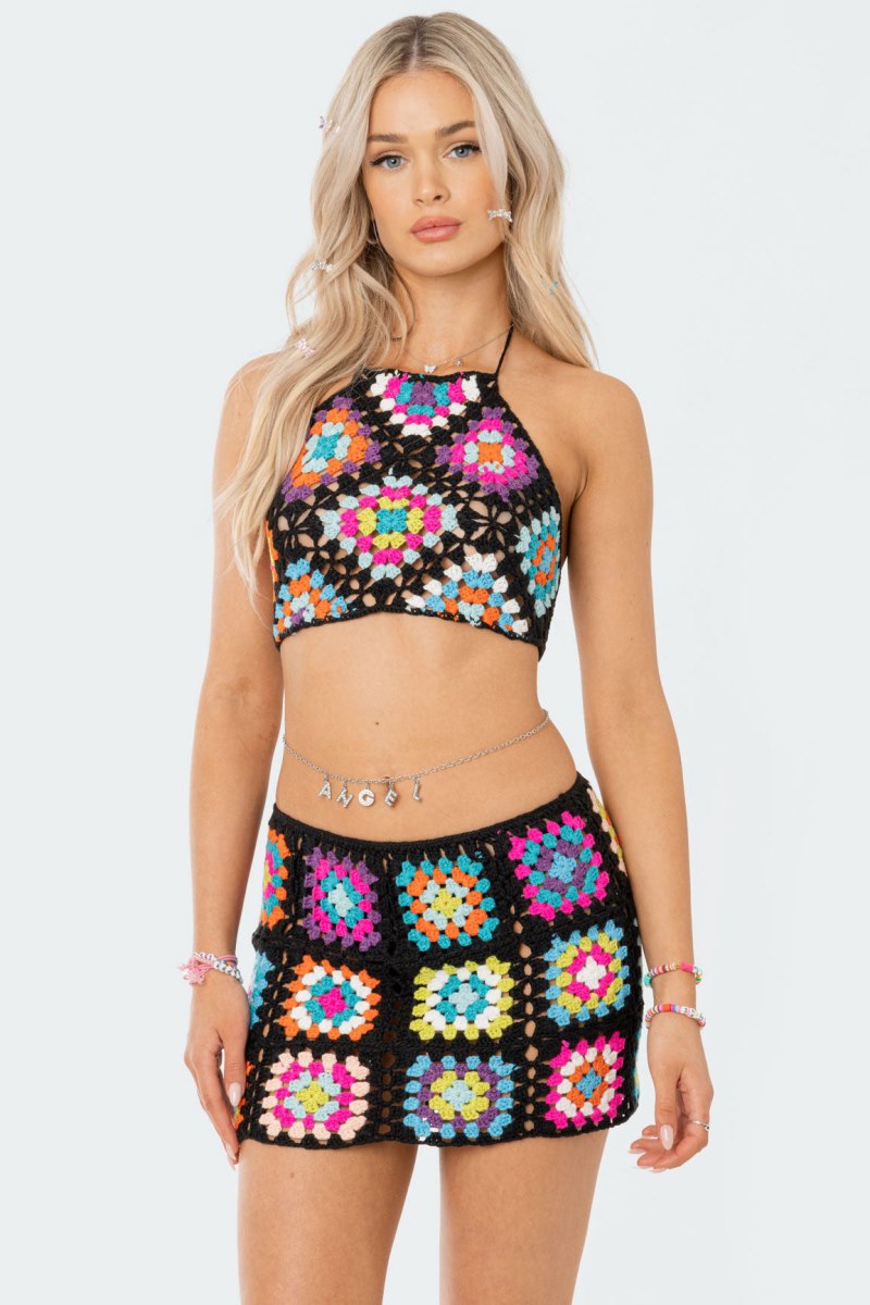 Edikted Crochet Crush Halter Crop Tops Mix | USA OE176527N6