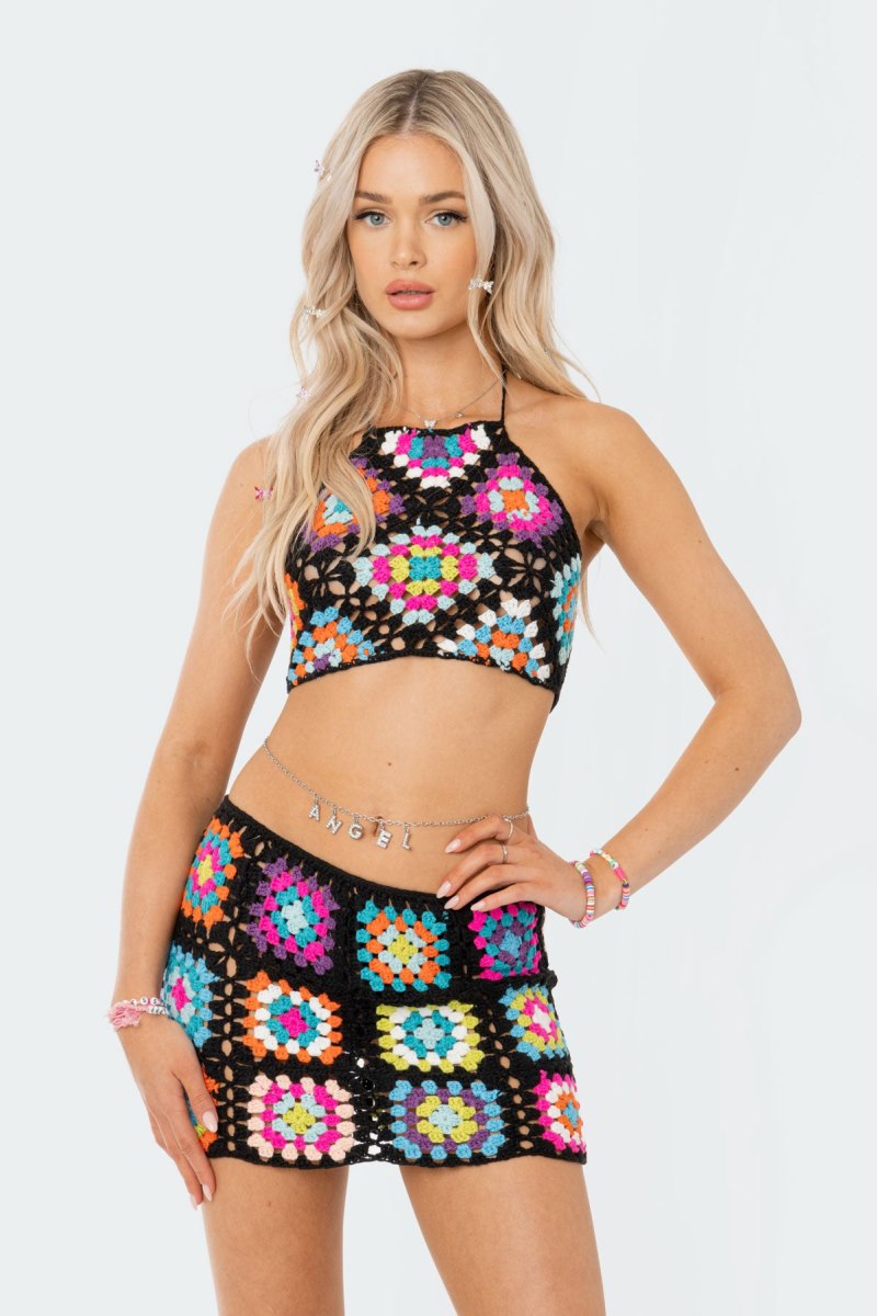 Edikted Crochet Crush Halter Knitted Tops Mix | USA HM646144Y5