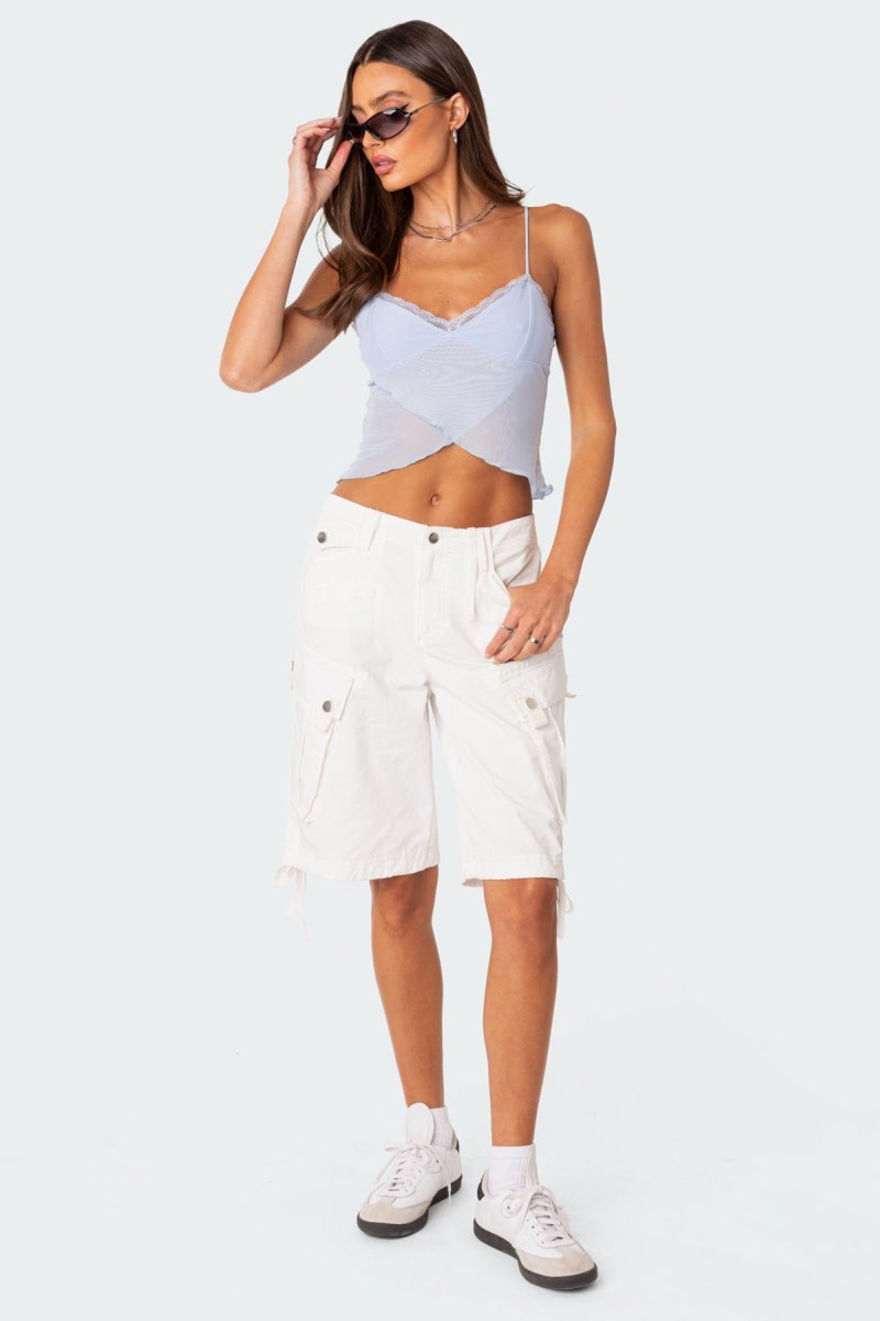Edikted Crossover Mesh Tank Crop Tops Brown | USA OU970377E2