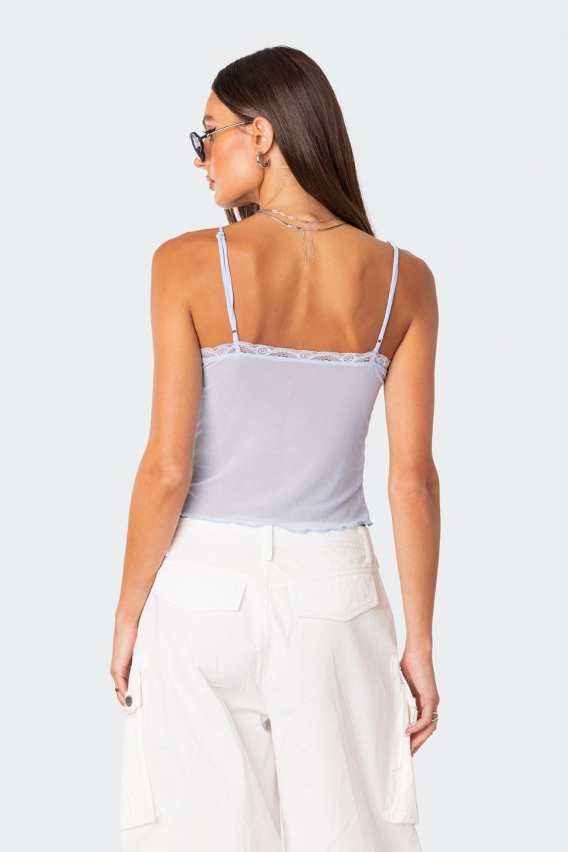 Edikted Crossover Mesh Tank Crop Tops Brown | USA OU970377E2