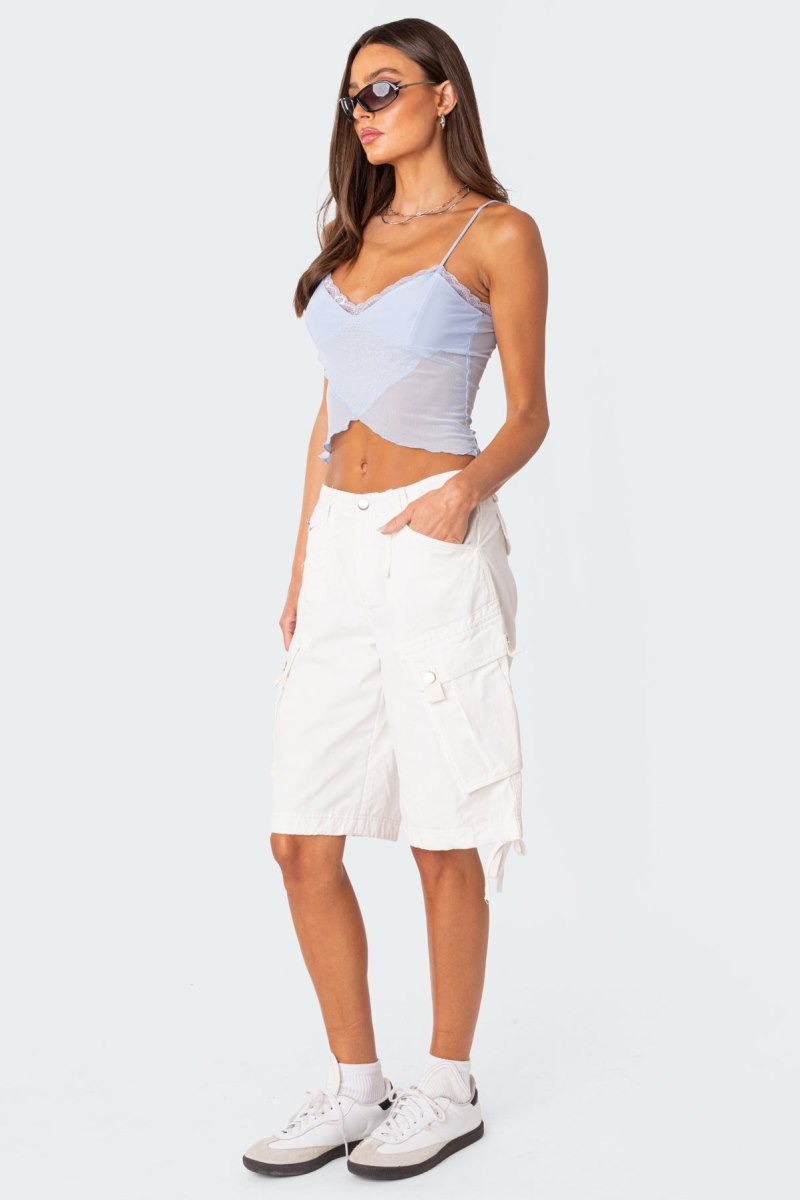 Edikted Crossover Mesh Tank Crop Tops Brown | USA OU970377E2