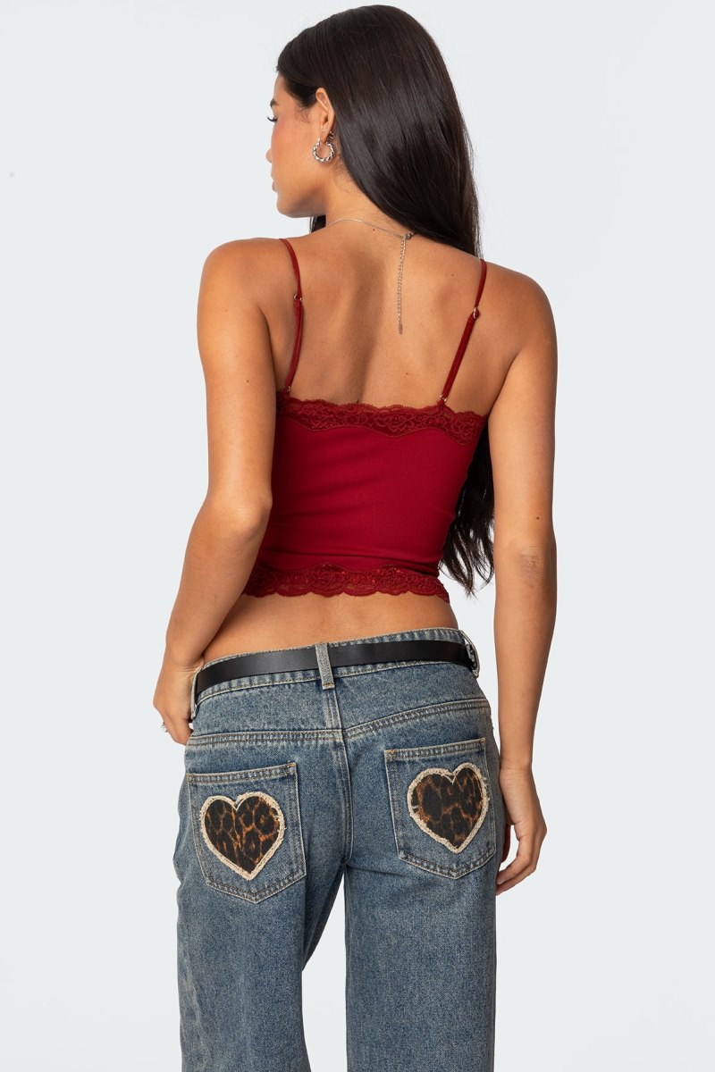 Edikted Cruella Lace Trim Tank Top Black | USA IE099549I8