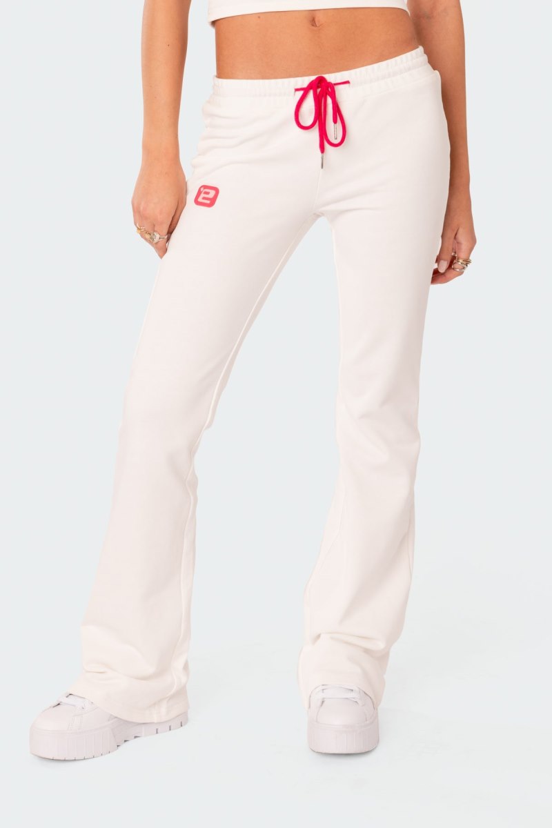 Edikted Cruz Low Rise Flared Sweatpants White | USA UP708050E1