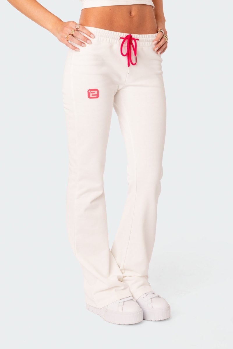 Edikted Cruz Low Rise Flared Sweatpants White | USA UP708050E1