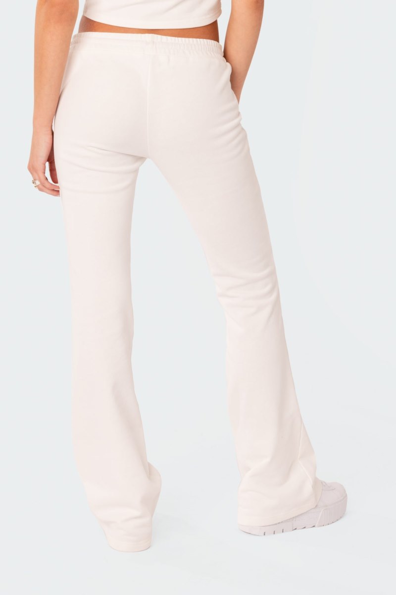 Edikted Cruz Low Rise Flared Sweatpants White | USA UP708050E1