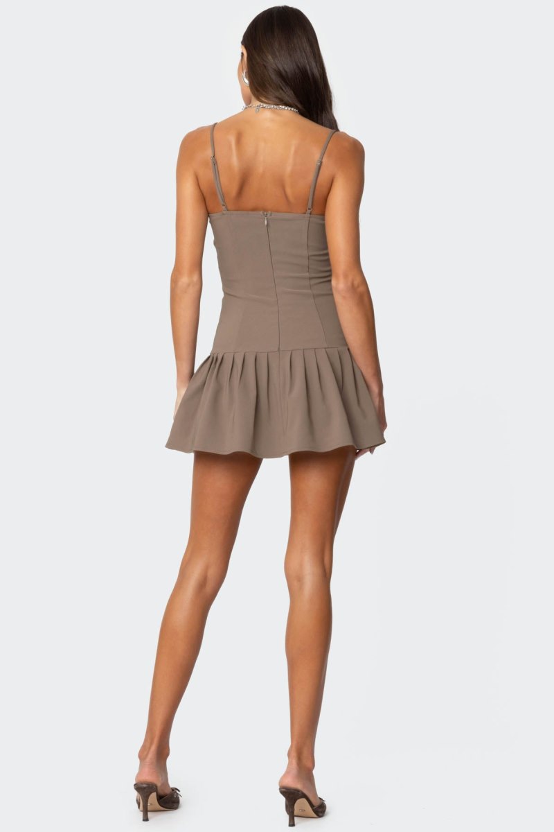 Edikted Cupped Drop Waist Mini Dress Brown | USA RZ032073F4