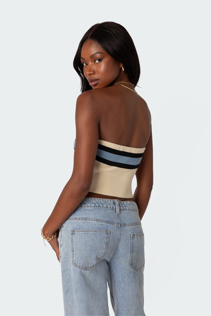 Edikted Cyprus Knit Tube Strapless Tops Beige | USA PC950425N9