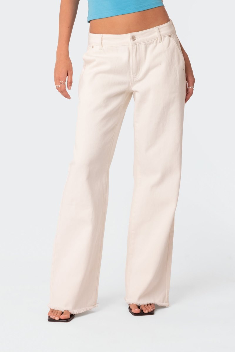Edikted Dahlia Low Rise Straight Leg Jeans White | USA GM405600W5