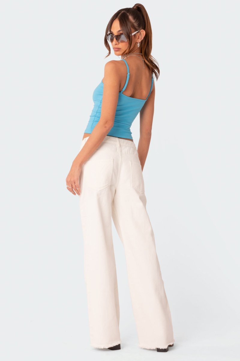 Edikted Dahlia Low Rise Straight Leg Jeans White | USA GM405600W5