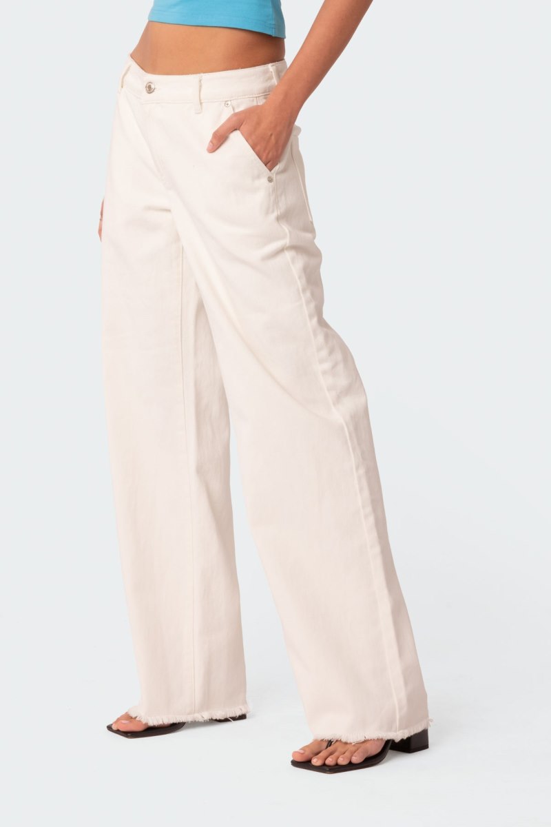 Edikted Dahlia Low Rise Straight Leg Jeans White | USA GM405600W5