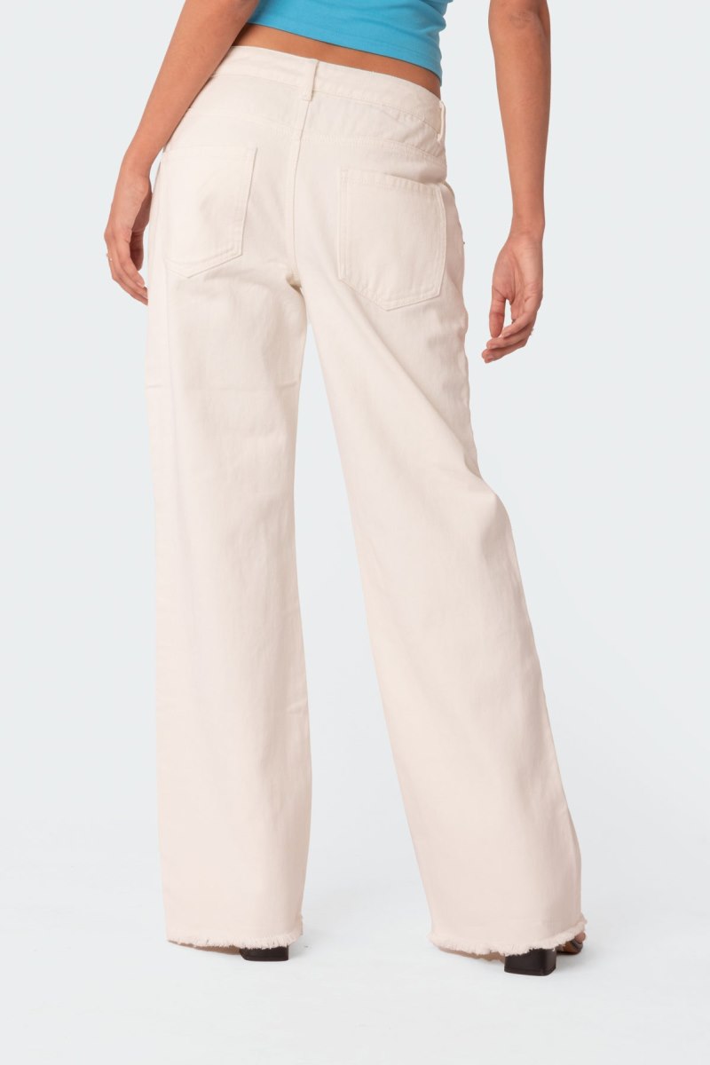 Edikted Dahlia Low Rise Straight Leg Jeans White | USA GM405600W5