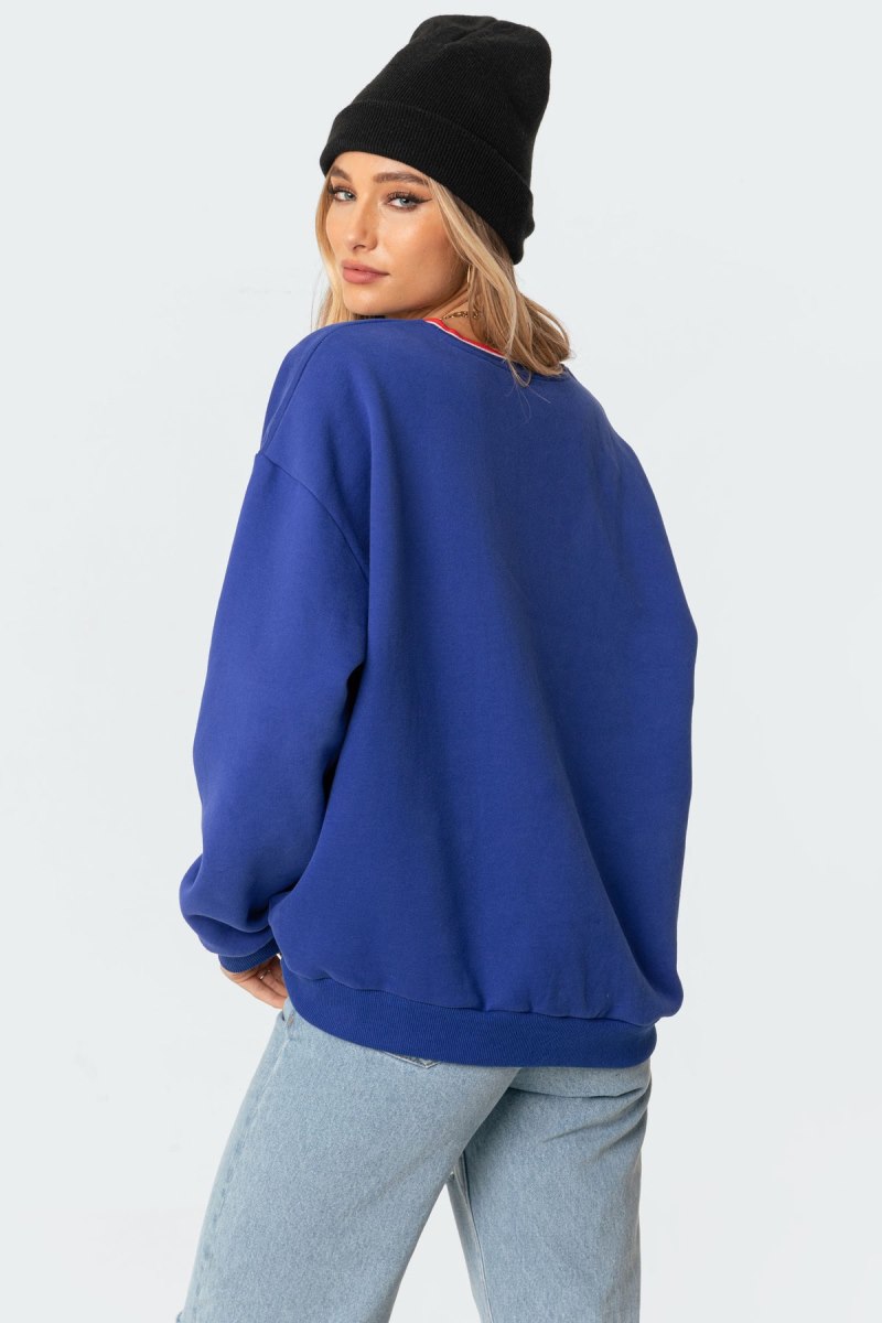 Edikted Dallas Sweatshirt Long Sleeve Tops Blue | USA LF817881W2