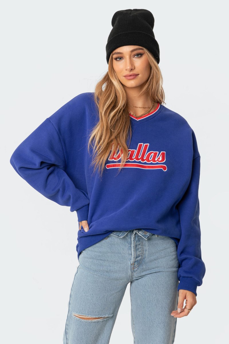 Edikted Dallas Sweatshirts Blue | USA WU435303M9
