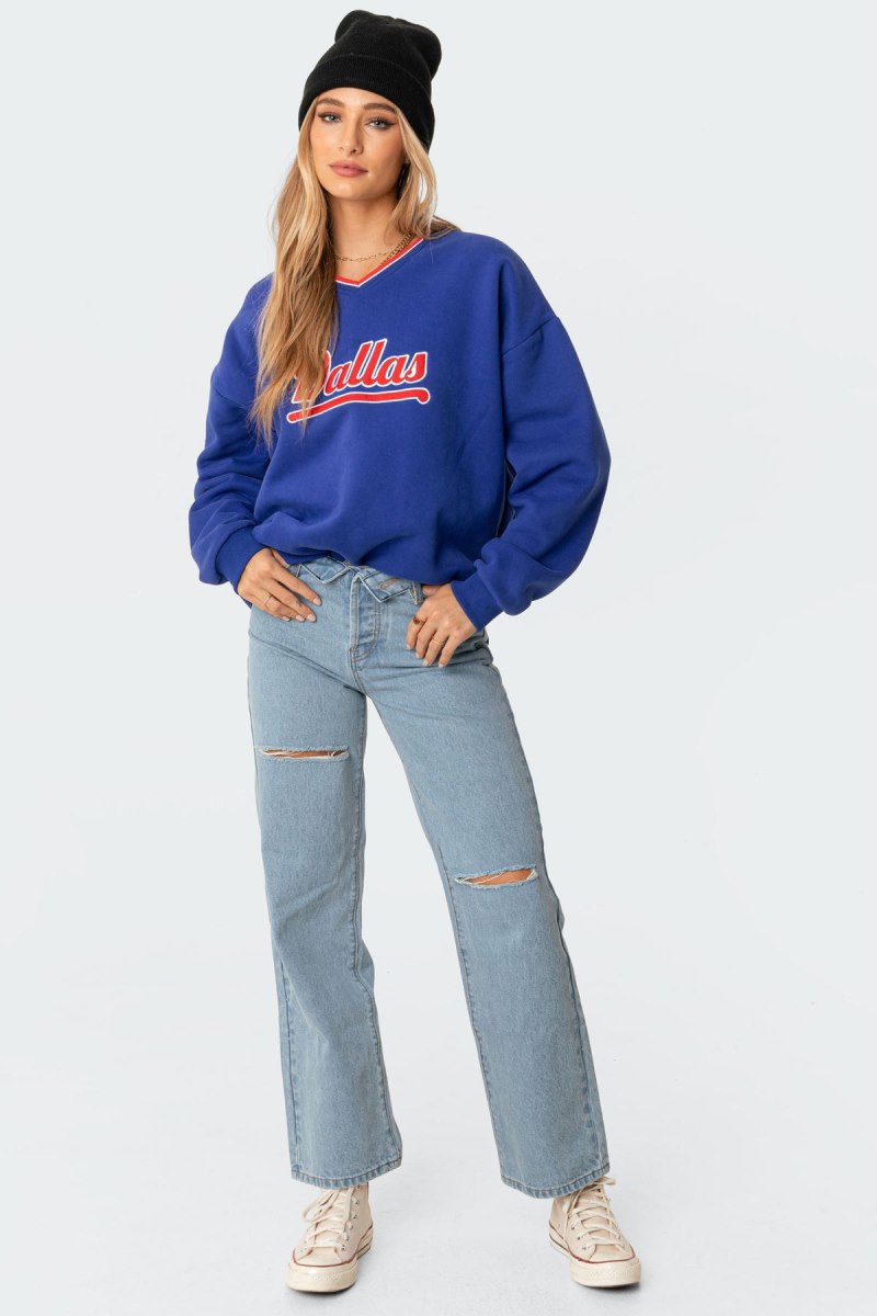 Edikted Dallas Sweatshirts Blue | USA WU435303M9
