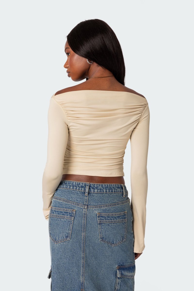 Edikted Dana Gathered Long Sleeve Tops Black | USA WO445884P9